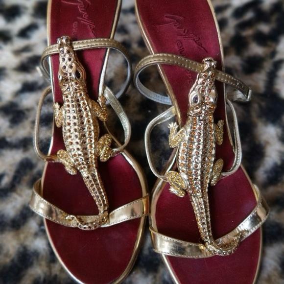 Giuseppe Zanotti Gold Crocodile Sandals - Picture 3 of 4